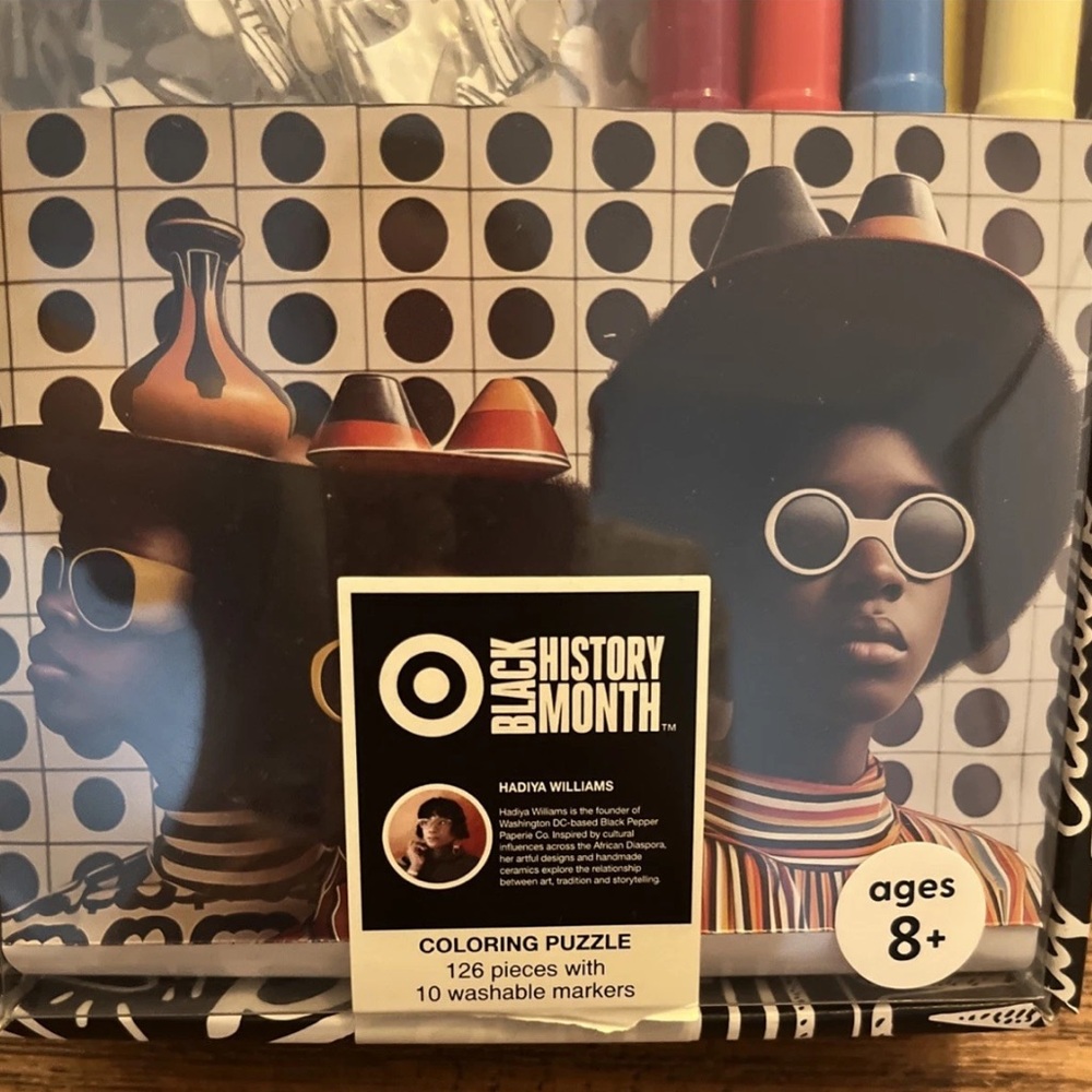 Black History Month Coloring Featuring Vibrant Art Puzzle W/Markers DIY Art Pc
